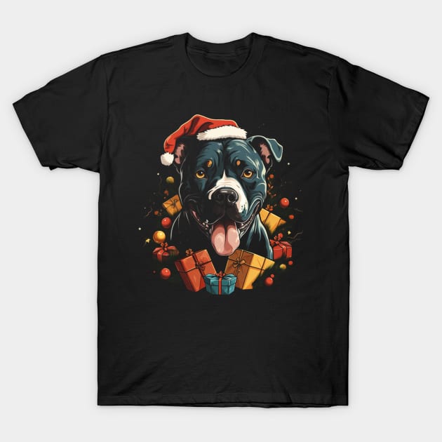 Christmas pitbull T-Shirt by Rocket Girls 